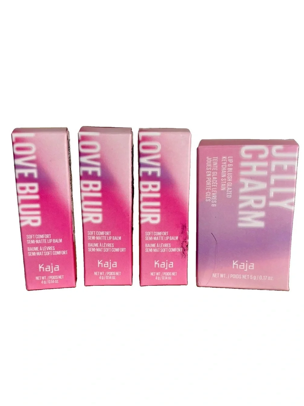 KAJA 4pc Lip Set LOVE BLUR Semi-Matte Balm JELLY CHARM Cheek Stain Color KOREA